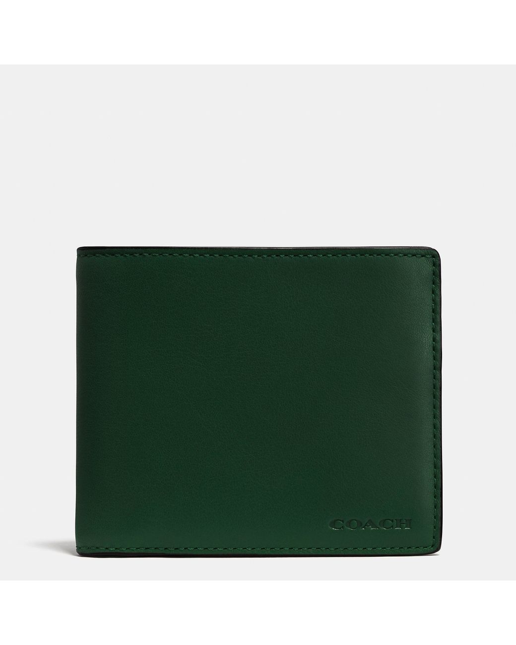 COACH Compact Id Wallet In Leather in Green for Men Lyst